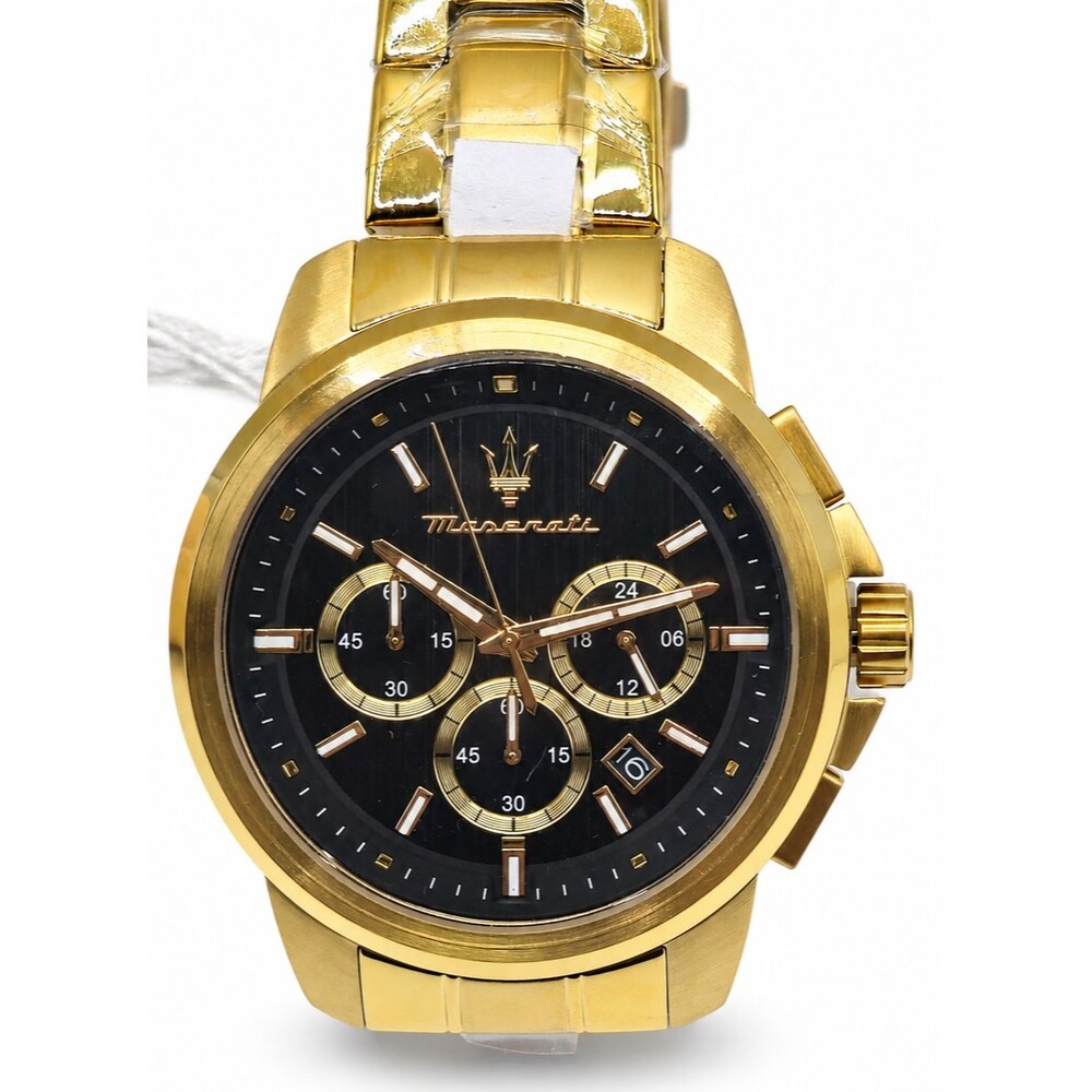 Maserati Successo R8873621013 Men's 44mm Gold Steel Black Dial Chronograph Watch